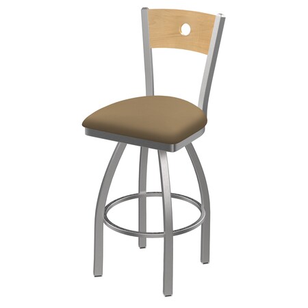 Holland Bar Stool Co 25" Swivel Counter Stool, SS Finish, Nat Back, Canter Sand Seat 83025SSNatMplB013